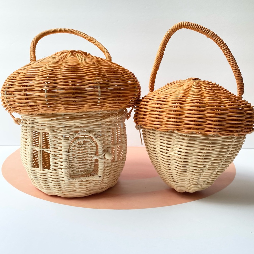 NEW Rattan Wicker Mushroom Basket Purse